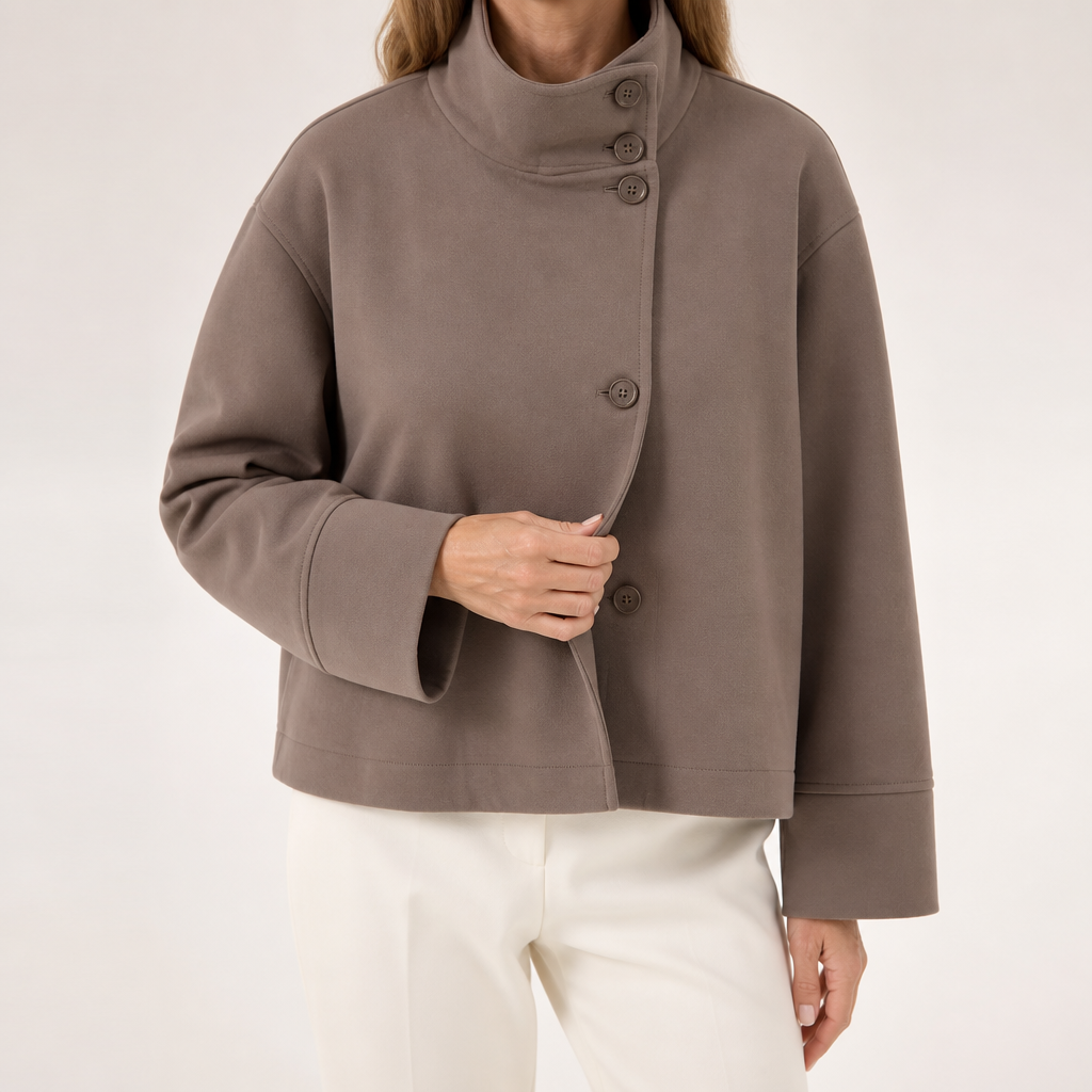 Adelaide | Womens Wool Blend Stand Collar Warm Winter Jacket, Brown