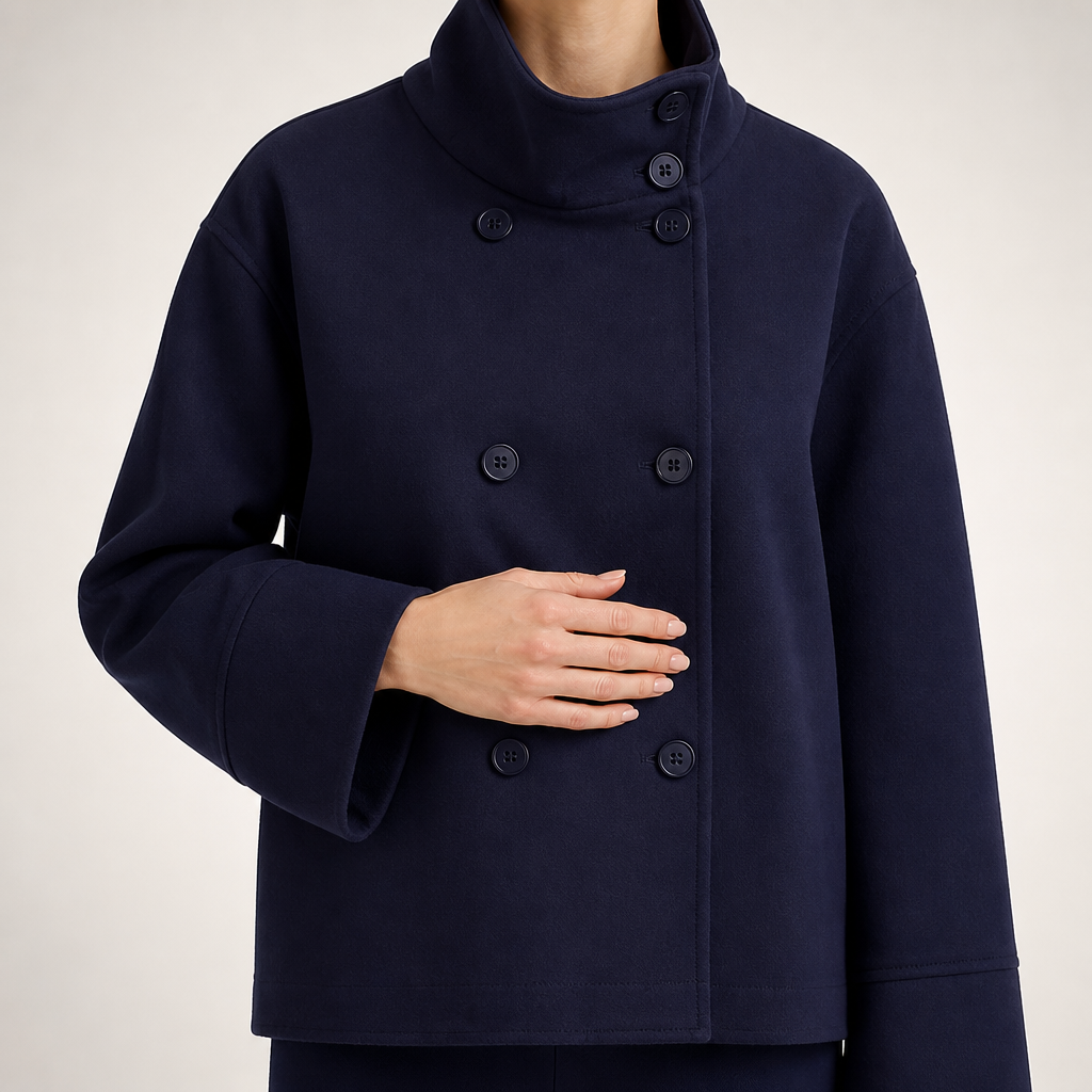 Adelaide | Womens Wool Blend Stand Collar Warm Winter Jacket, Dark Blue 2