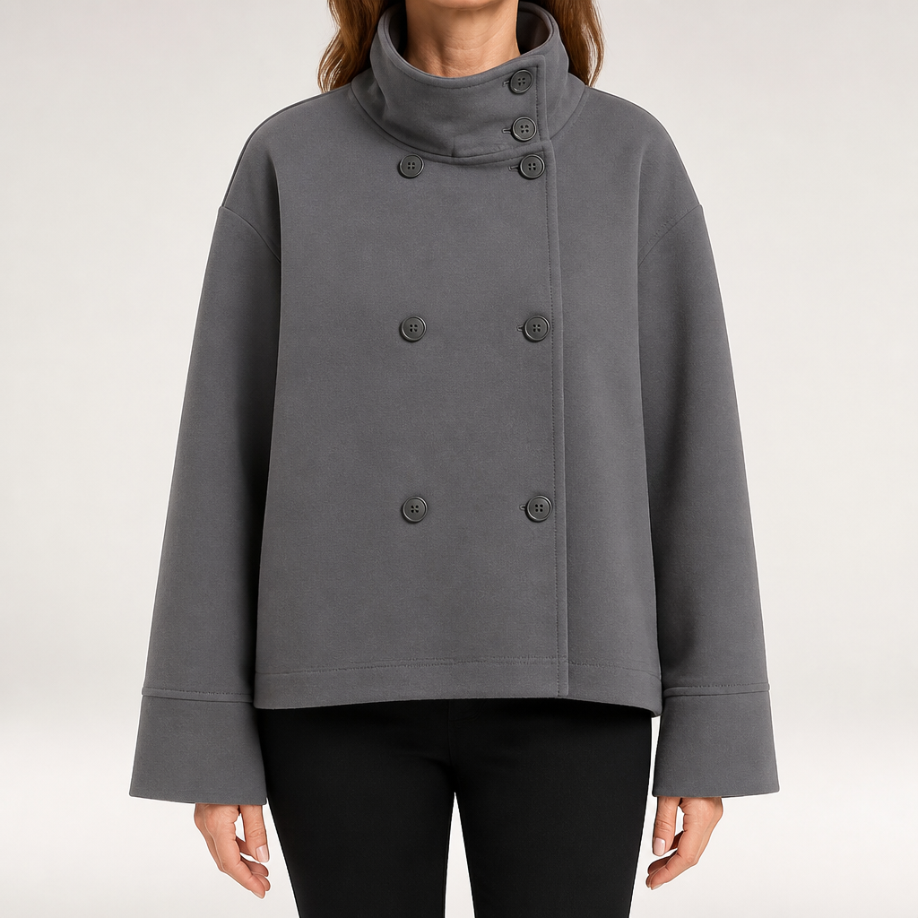 Adelaide | Womens Wool Blend Stand Collar Warm Winter Jacket, Grey 2
