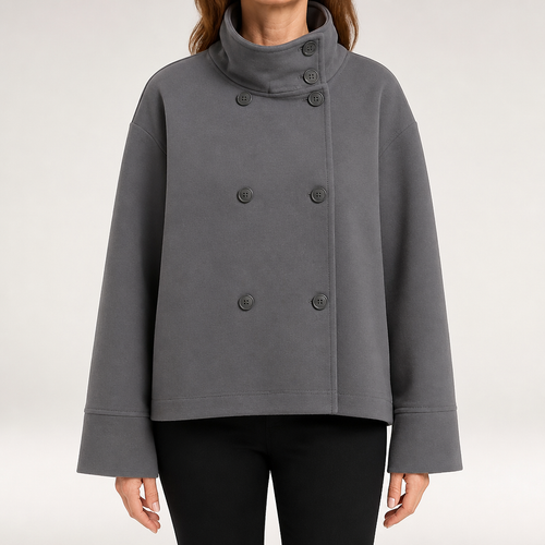 Adelaide | Womens Wool Blend Stand Collar Warm Winter Jacket, Grey 2