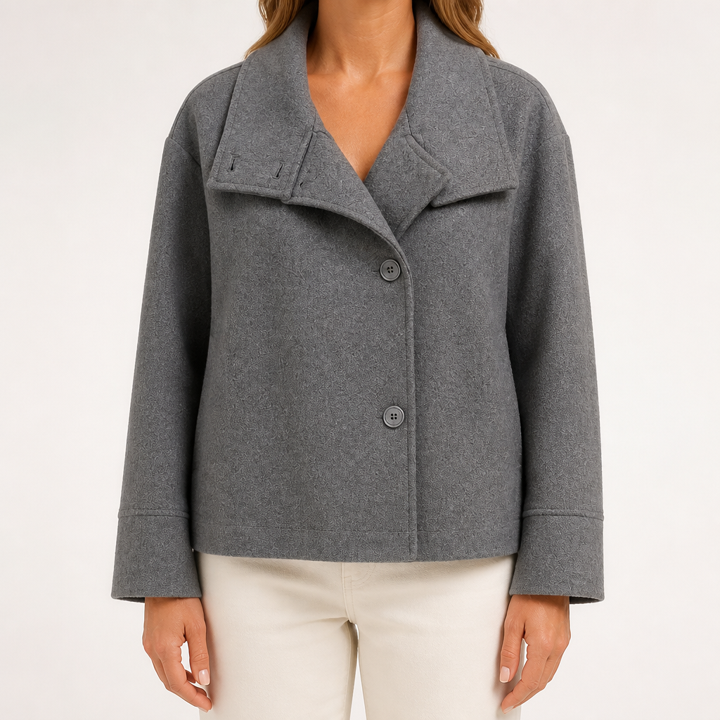Adelaide | Womens Wool Blend Stand Collar Warm Winter Jacket, Grey
