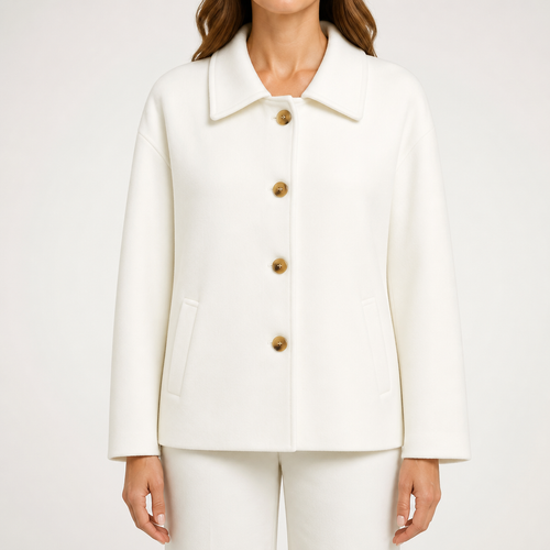 Adele | Womens Vintage Tweed Blazer Smart Casual Tailored Jacket, White