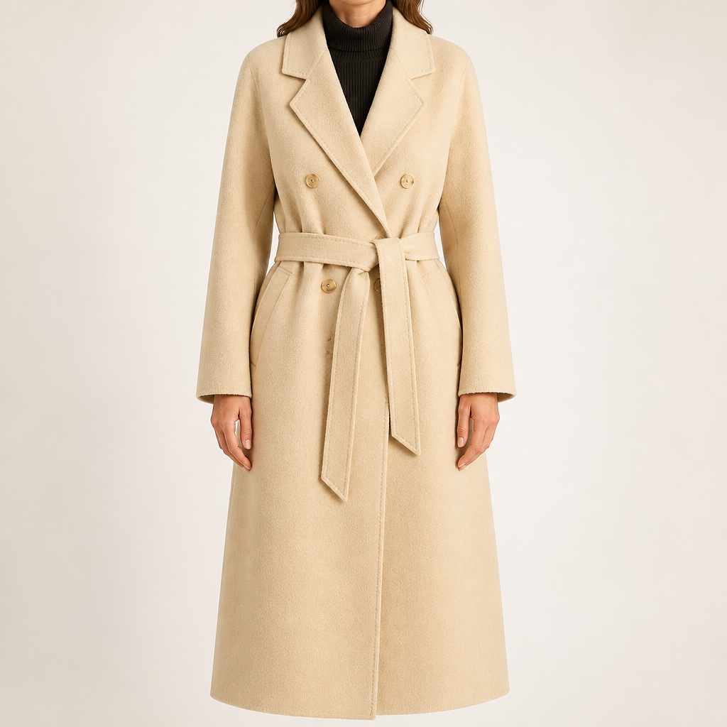 Adeline | Womens Winter Wool Longline Long Loose Warm Coat, Beige