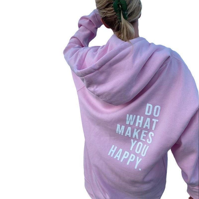 Adeline | Womens Vintage Letter Print Loose Hooded Pullover - 5