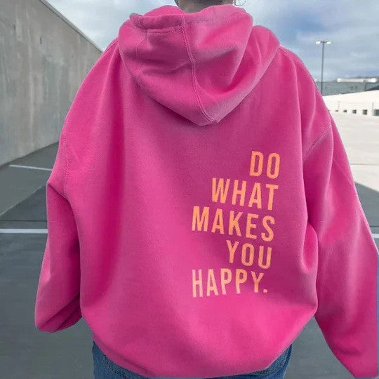 Adeline | Womens Vintage Letter Print Loose Hooded Pullover - 8