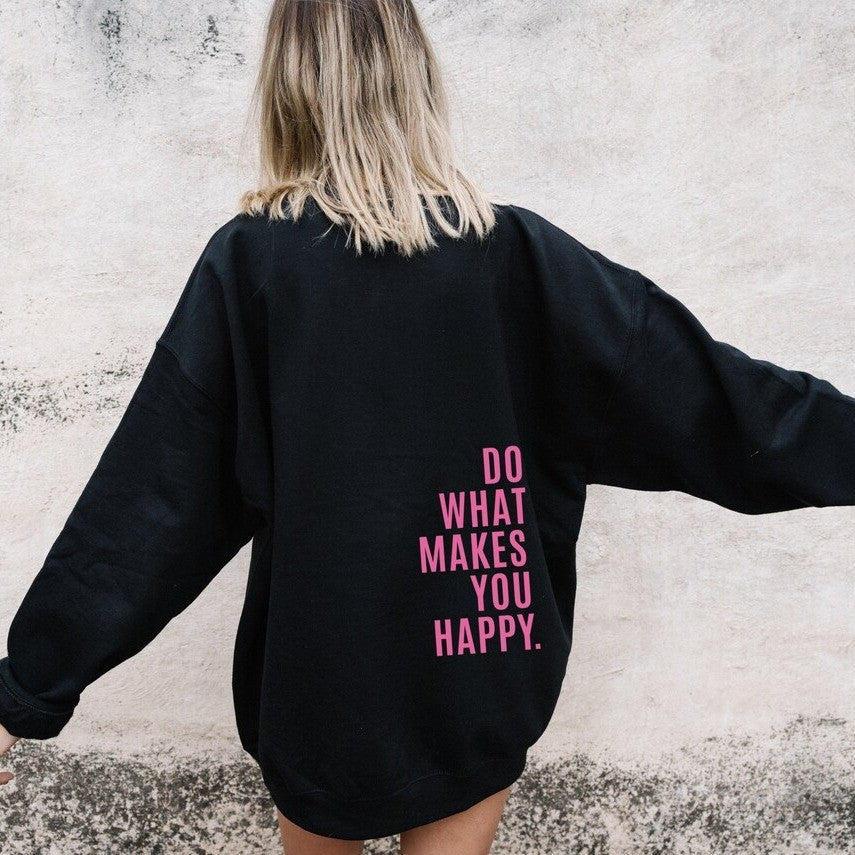 Adeline | Womens Vintage Letter Print Loose Hooded Pullover - 9