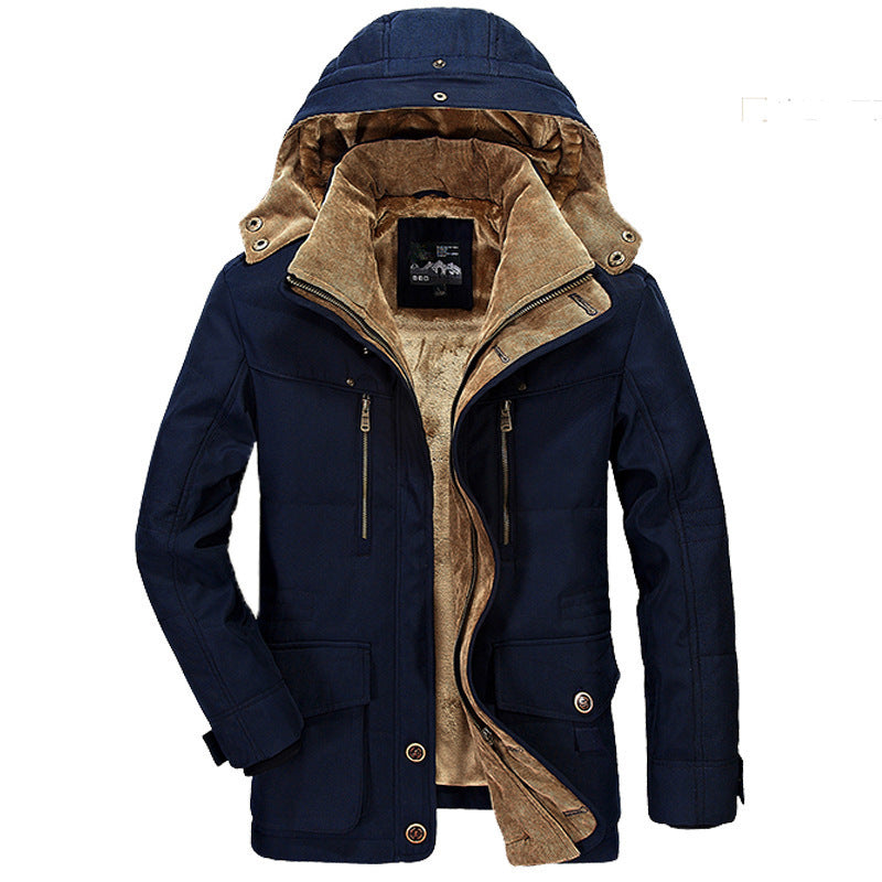 Alaric | Fleece Lined Hooded Mens Winter Coat, Blue