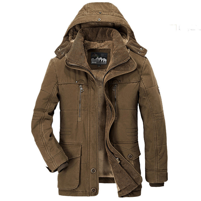 Alaric | Fleece Lined Hooded Mens Winter Coat, Coffee