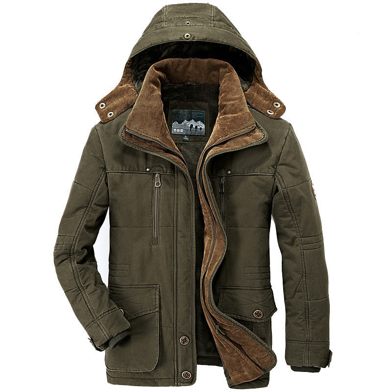 Alaric | Fleece Lined Hooded Mens Winter Coat, Green