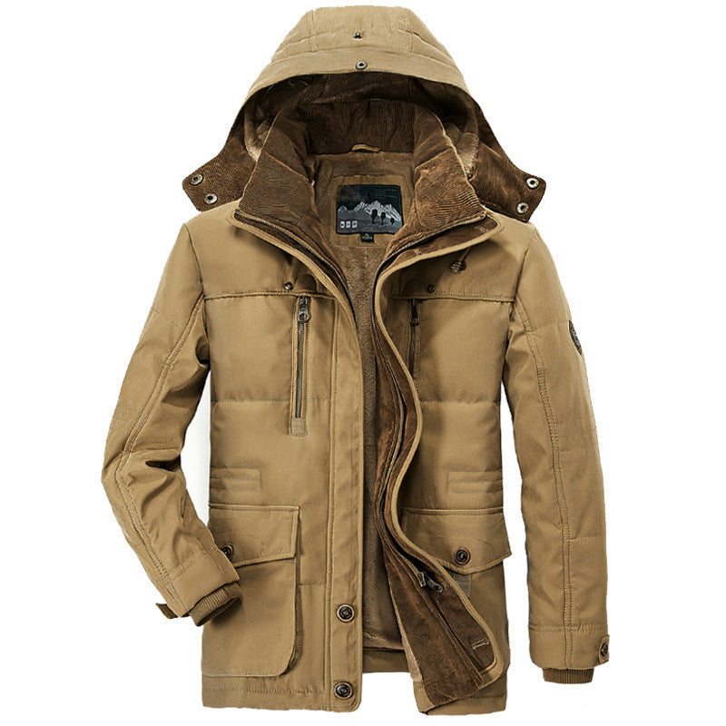 Alaric | Fleece Lined Hooded Mens Winter Coat, Khaki