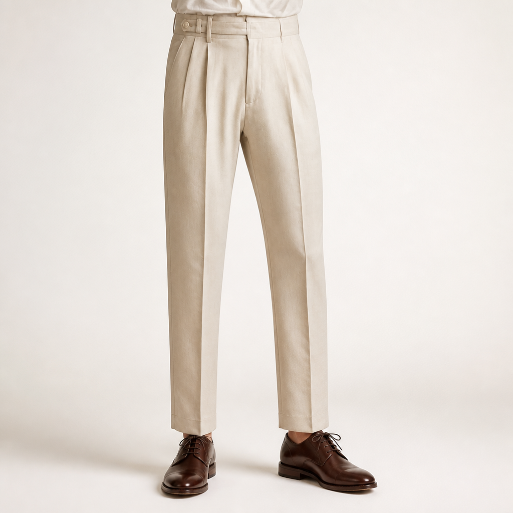 Alba | Mens Casual Vintage Anti Wrinkle Commuter Trousers, Apricot