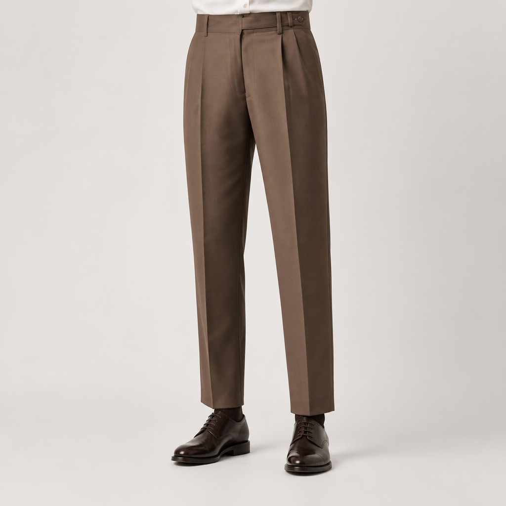 Alba | Mens Casual Vintage Anti Wrinkle Commuter Trousers, Brown