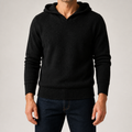 Alden | Mens Cashmere Wool Knitted Hoodie Hooded Jumper, Black