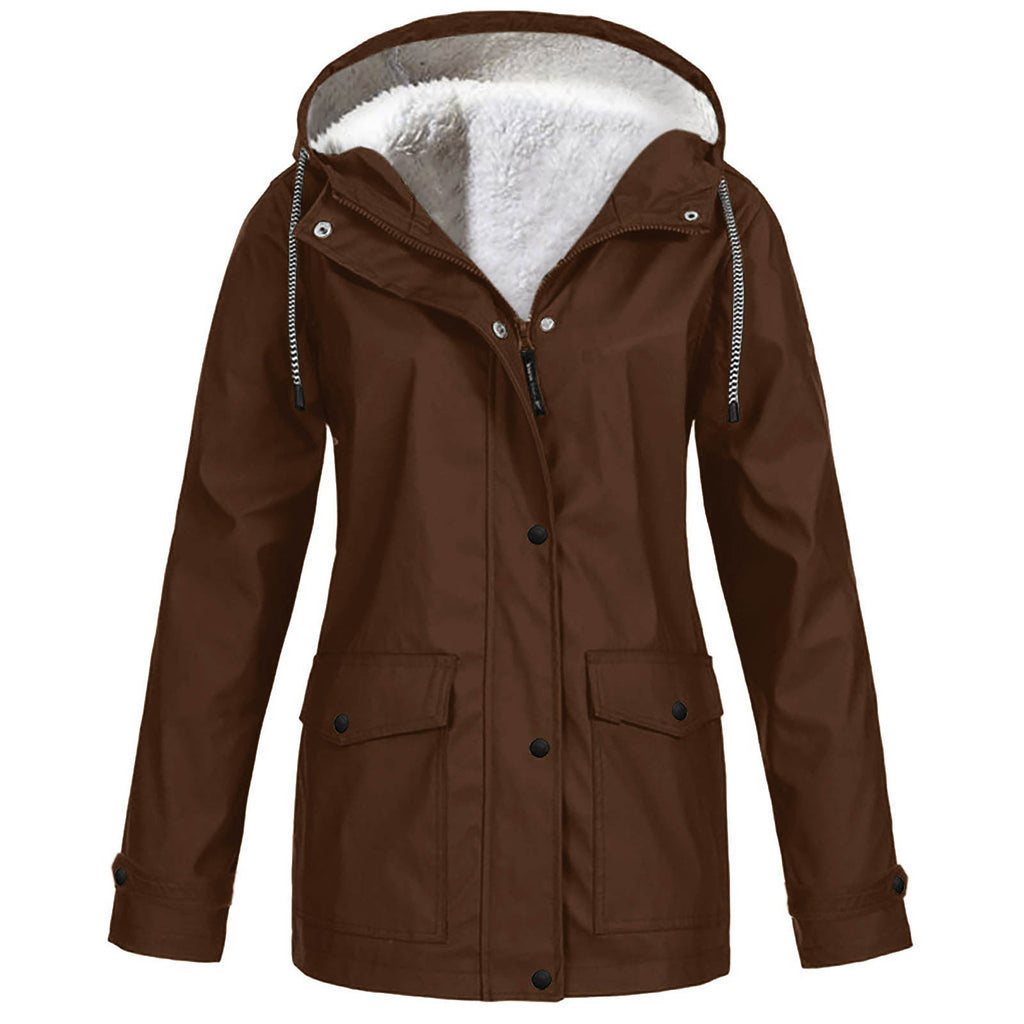 Alden | Waterproof Fleece Lined Hooded Winter Rain Work Soft Shell Jacket - Brown
