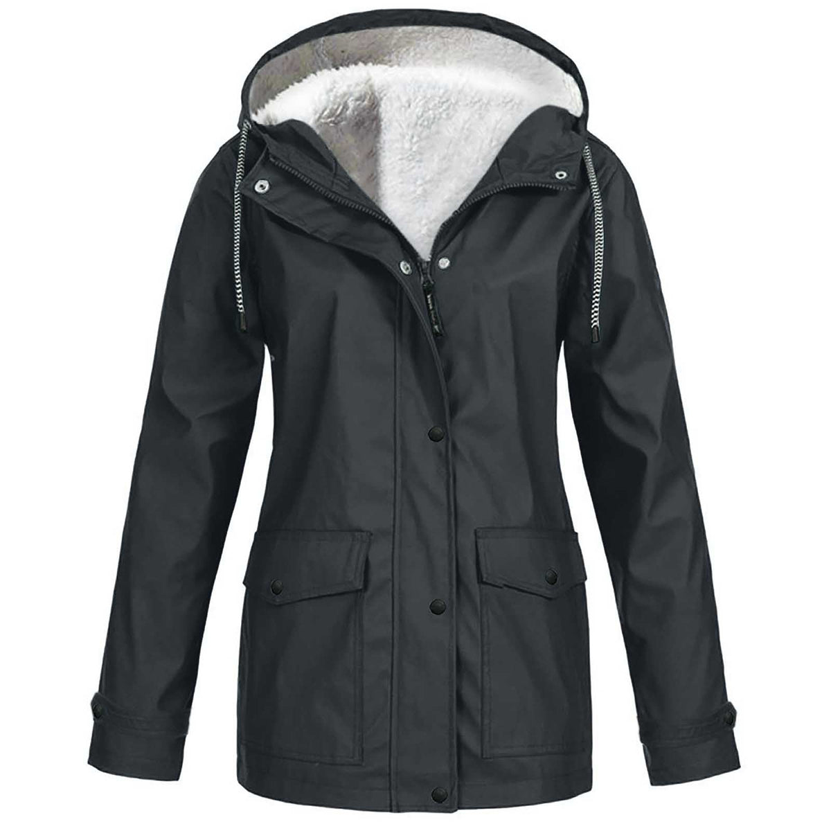 Alden | Waterproof Fleece Lined Hooded Winter Rain Work Soft Shell Jacket - Dark Grey