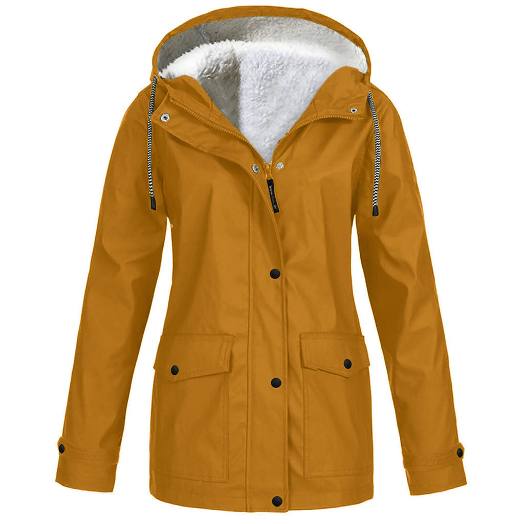 Alden | Waterproof Fleece Lined Hooded Winter Rain Work Soft Shell Jacket - Khaki