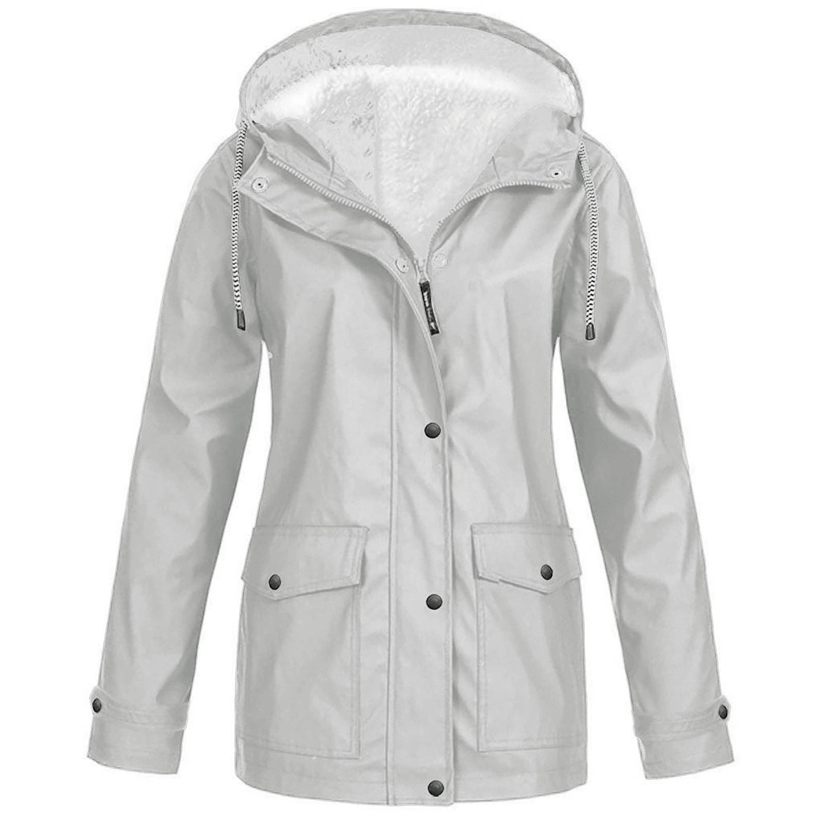 Alden | Waterproof Fleece Lined Hooded Winter Rain Work Soft Shell Jacket - Light Grey