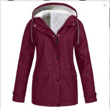 Alden | Waterproof Fleece Lined Hooded Winter Rain Work Soft Shell Jacket - Wine Red