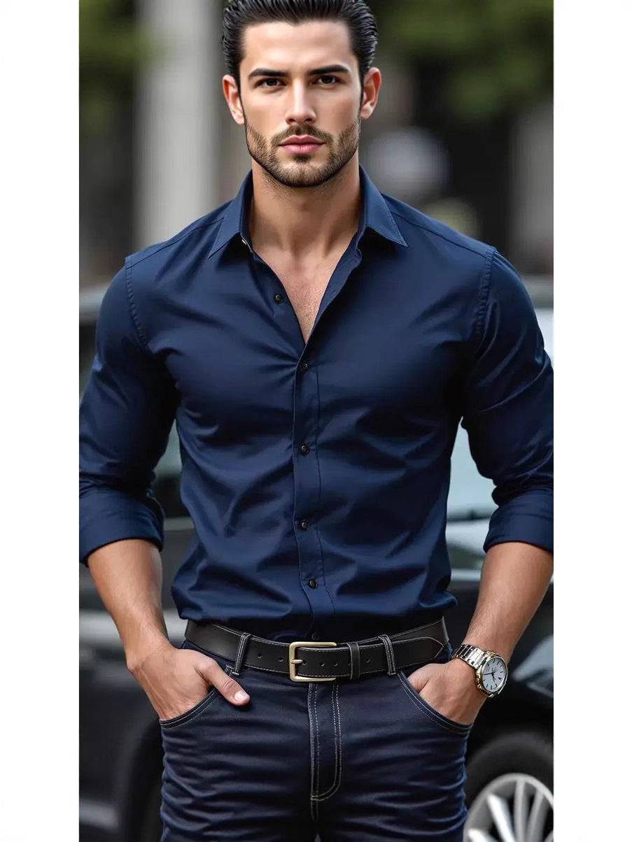 Ambrose | Mens Slim Fit Long Sleeve Formal Business Shirt Non Iron - 1