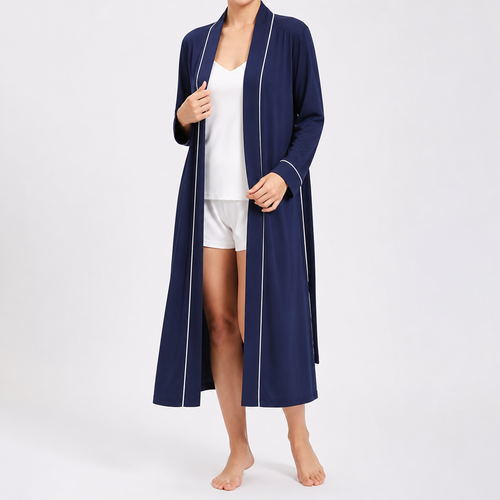 Anders | Womens Dressing Gown Cotton Nightgown Robe Loungewear, Blue