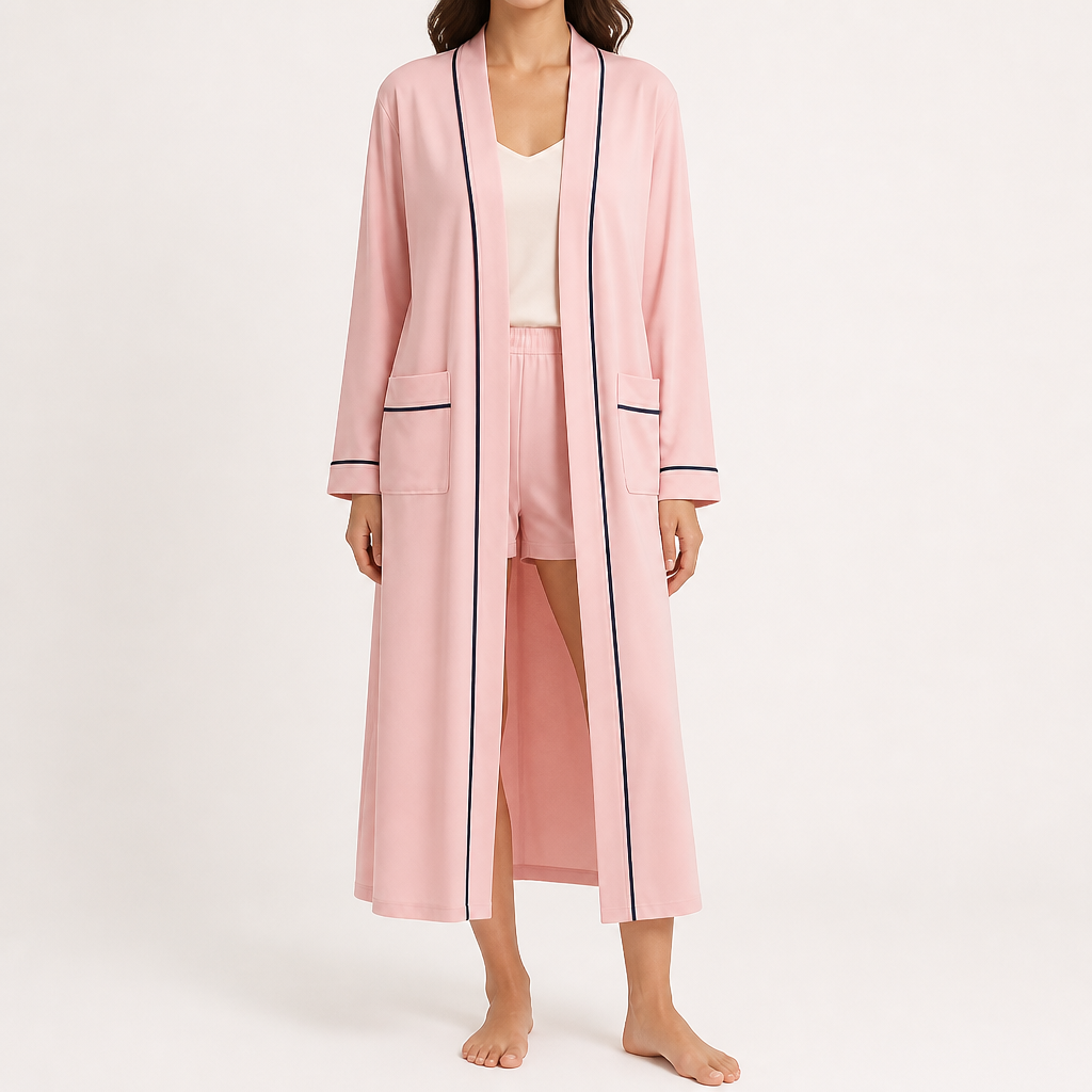 Anders | Womens Dressing Gown Cotton Nightgown Robe Loungewear, Pink