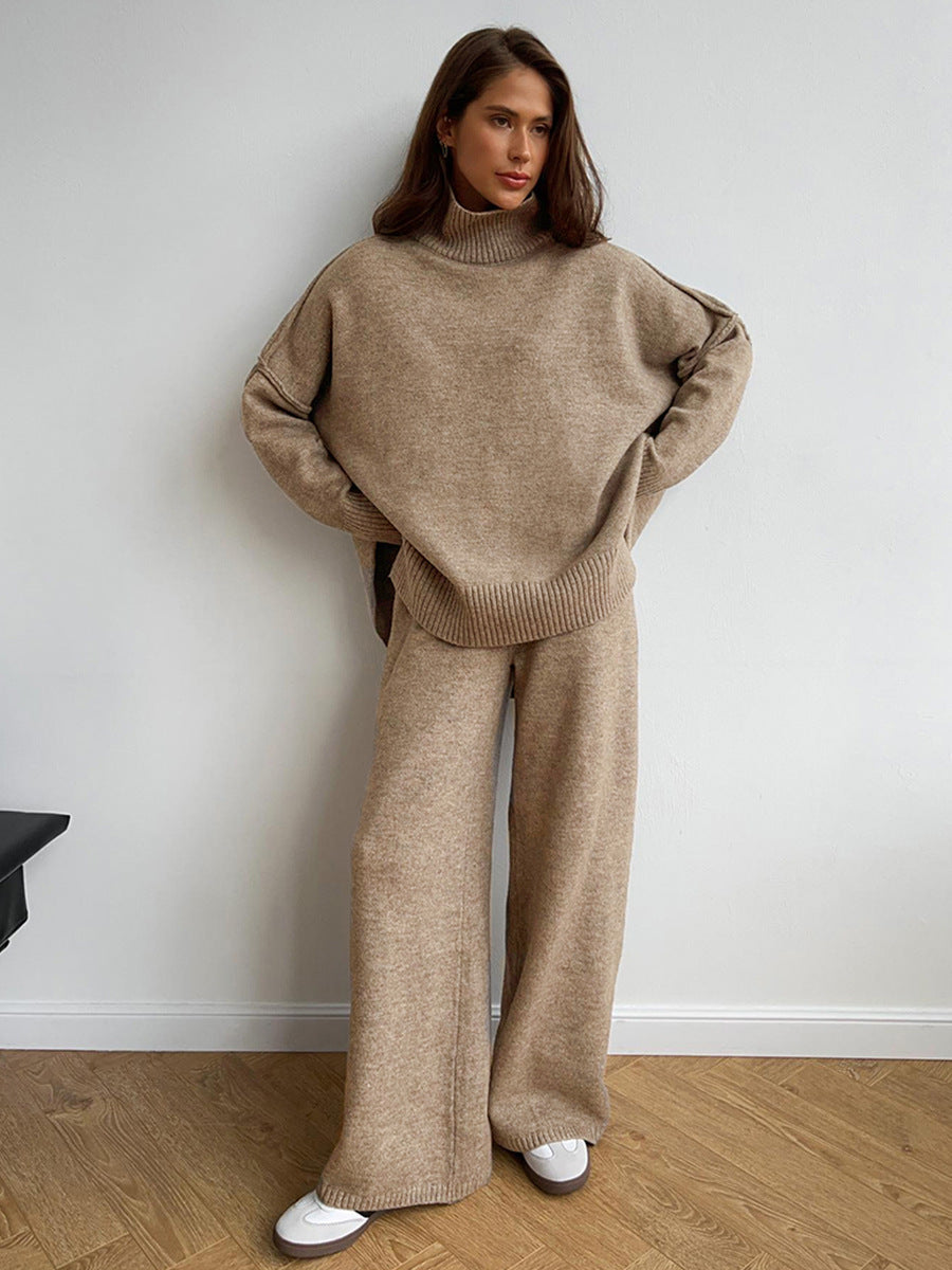 Anouk | Womens High Neck Knitted Jumper and Trousers Set - 2