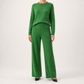 Anouk | Womens Knitted Jumper High Neck Trousers Two Piece Set, Green