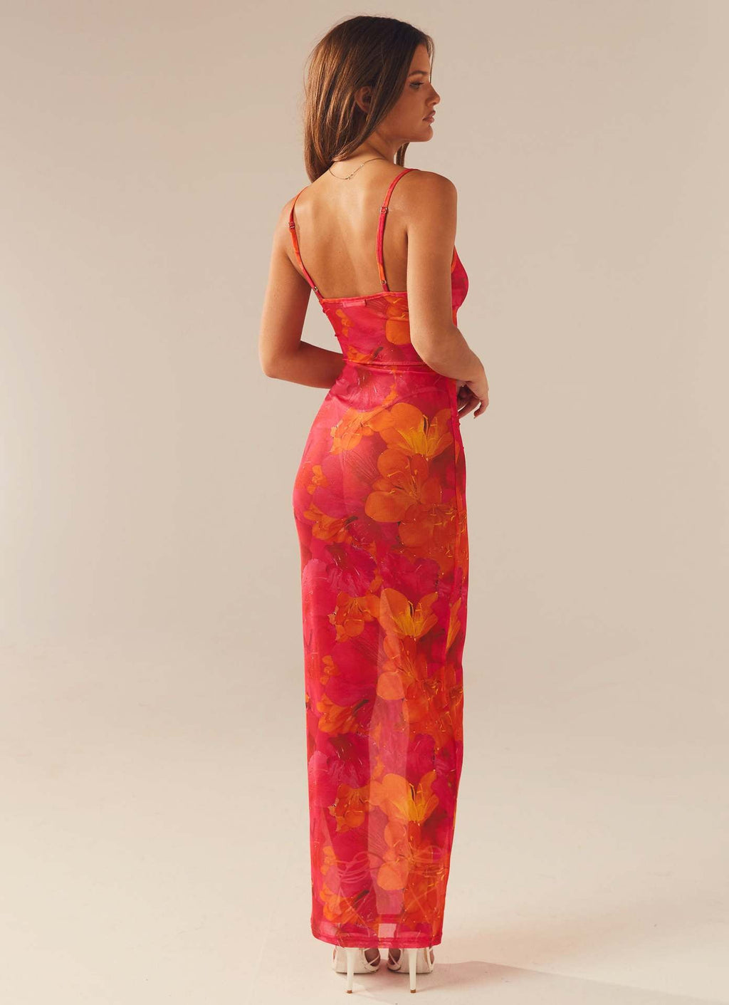 Anouk | Womens Printed Mesh Bodycon Mermaid Long Party Wedding Guest Dresses - 4