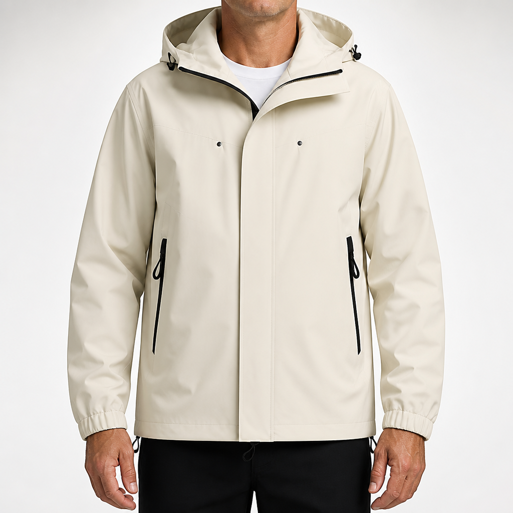 Ansel | Mens Waterproof Windproof Windbreaker Outdoor Hiking Rain Jacket, Khaki