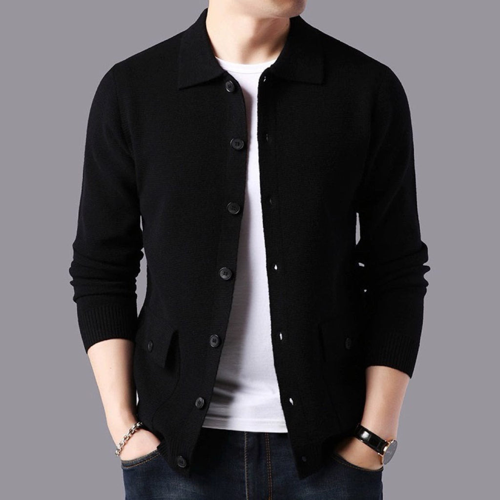 Auberon | Mens Business Casual Knit Cardigan Slim Fit Jumper Jacket - 6