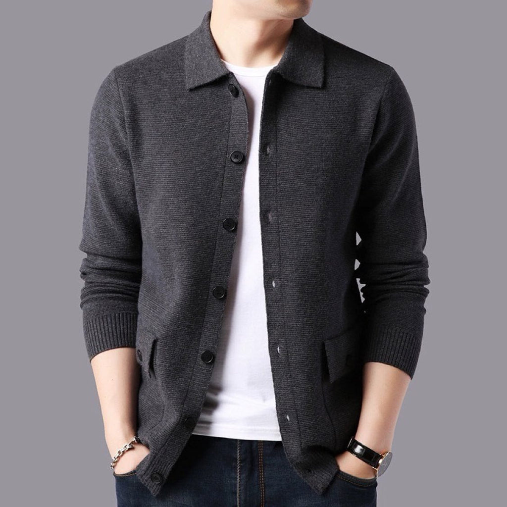Auberon | Mens Business Casual Knit Cardigan Slim Fit Jumper Jacket - 8