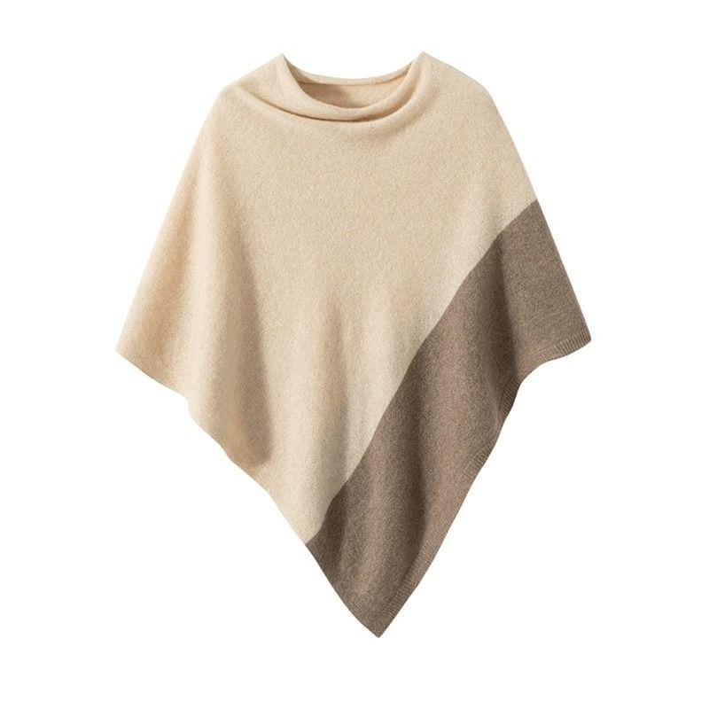 Aurelie | Womens Contrast Knitted Wrap Shawl Poncho Cape - 1