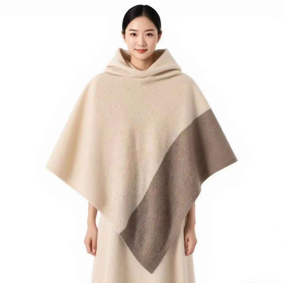 Aurelie | Womens Contrast Knitted Wrap Shawl Poncho Cape - 3