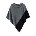 Aurelie | Womens Contrast Knitted Wrap Shawl Poncho Cape - Grey
