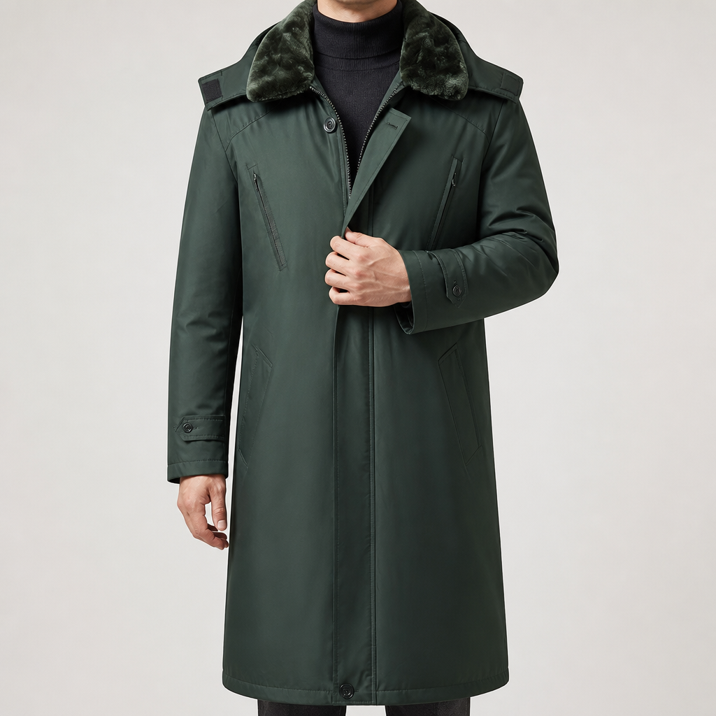 Aurelius | Mens Winter Long Military Padded Warm Thickened Coat, Green