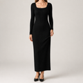 Aviana | Womens Jumper Dress Maternity Knit Long Sleeve Ribbed Dress, Black