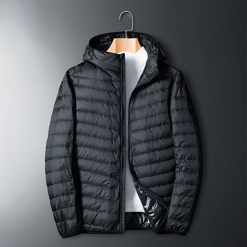 Barnaby | Mens Quilted Lightweight Puffer Jacket, Black Hooded