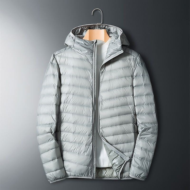 Barnaby | Mens Quilted Lightweight Puffer Jacket, Grey Hooded