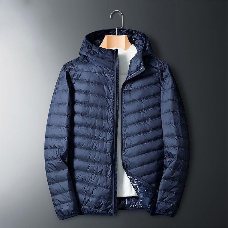 Barnaby | Mens Quilted Lightweight Puffer Jacket, Navy Blue Hooded