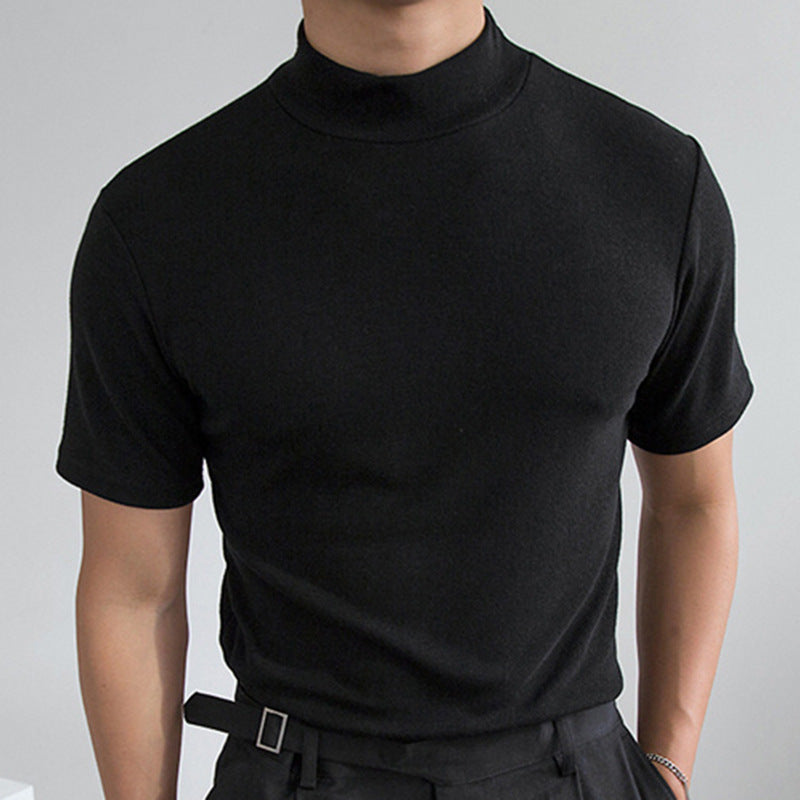Barrett | Mens Slim Fit Turtleneck Short Sleeve T Shirt - Black