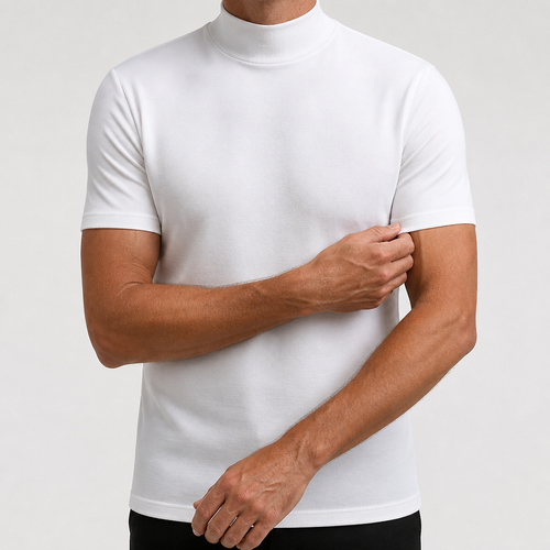 Barrett | Mens Slim Fit Turtleneck Short Sleeve T Shirt, White