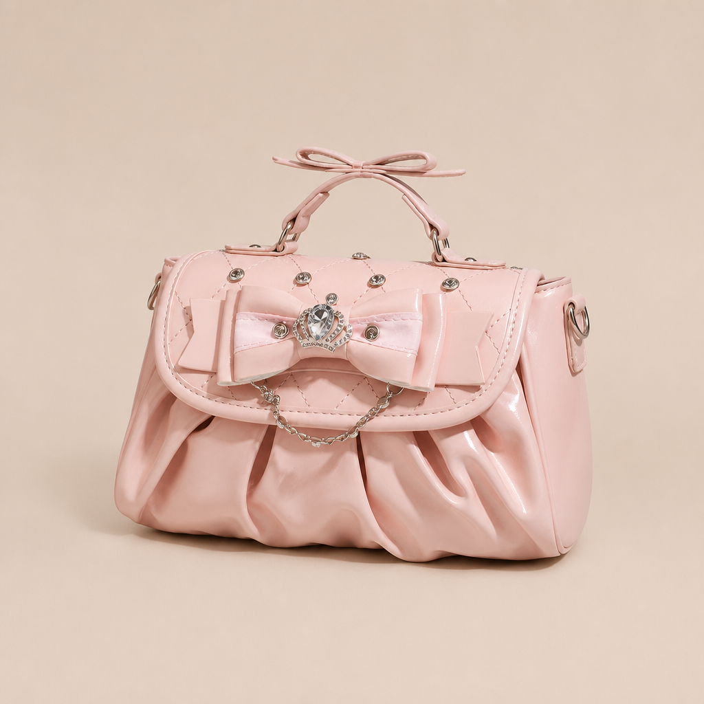 Baz | Womens Shoulder Bag Bow Rhinestone Evening Handbag, Pink