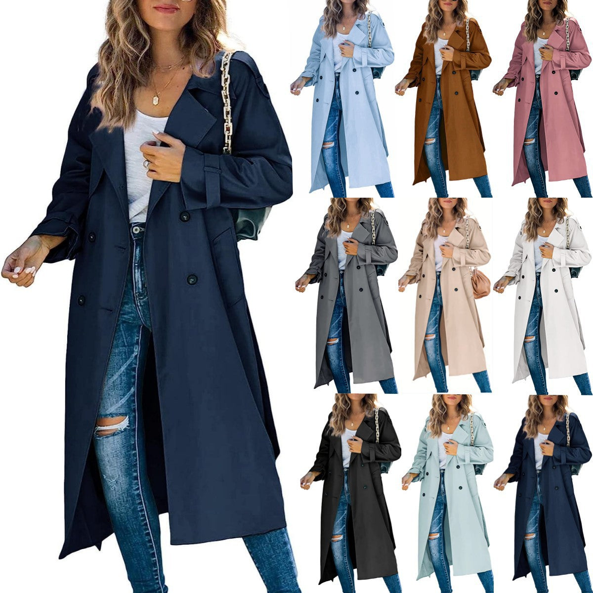 Beatrice | Womens Double Breasted Belted Long Trench Coat