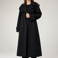 Beatrice | Womens Trench Coat Double Breasted Long Belted Coat, Black
