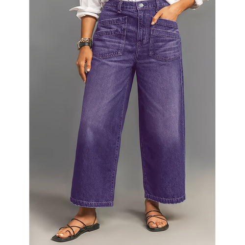 Beatrix | Womens Plus Size High Waisted Wide Leg Denim Jeans - 1