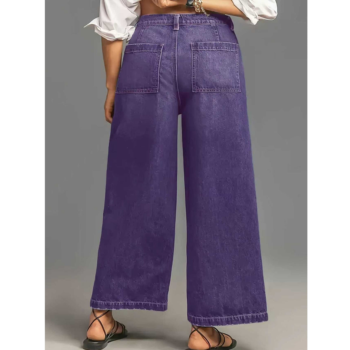 Beatrix | Womens Plus Size High Waisted Wide Leg Denim Jeans - 2