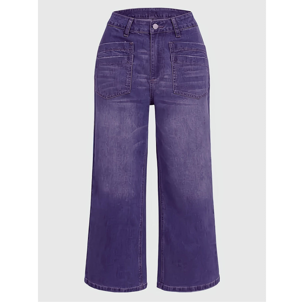 Beatrix | Womens Plus Size High Waisted Wide Leg Denim Jeans - 3