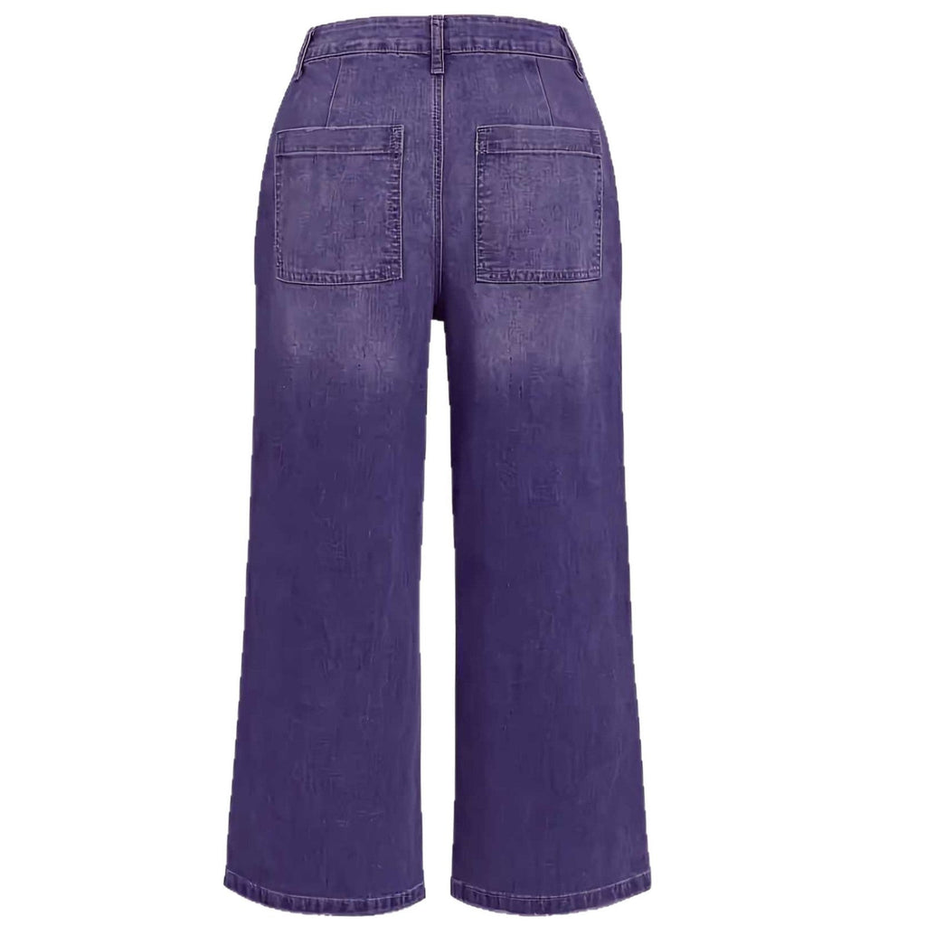 Beatrix | Womens Plus Size High Waisted Wide Leg Denim Jeans - 4
