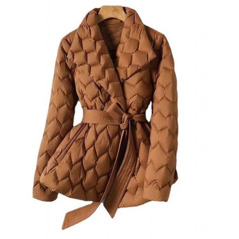Bernadette | Womens Padded Waist Cinching Cotton Coat - 3