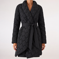 Bernadette | Womens Padded Coat Waist Cinching Cotton Winter Coats, Black